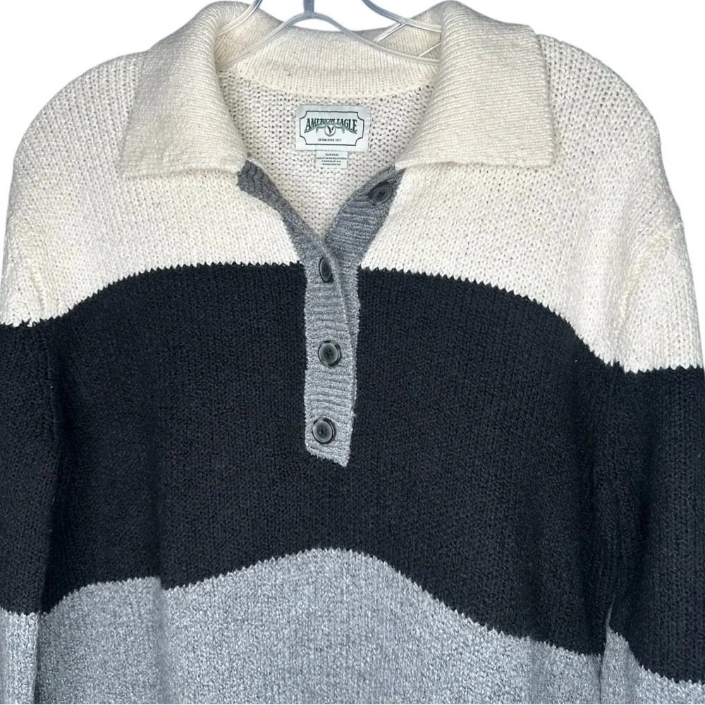 Women's American Eagle Knit Sweater Dress Stripes Collared sz Small - Picture 5 of 8